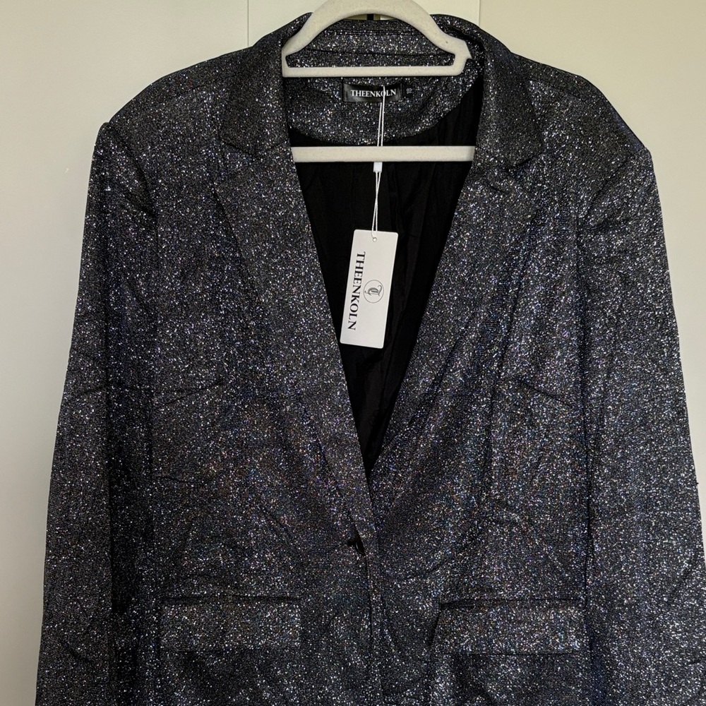 Metallic Sparkle Blazer - Black/Silver